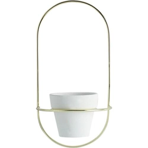 Nordic Gold-Plated Flower Pot Wrought Iron Meat Wall Hanging Ceramic Flower Pot Self-Absorbent Flower Set