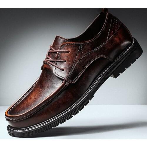 New Shoes Leather Shoes Lace Leather Mens Shoes Casual Zapatillas Hombre Chaussure Homme