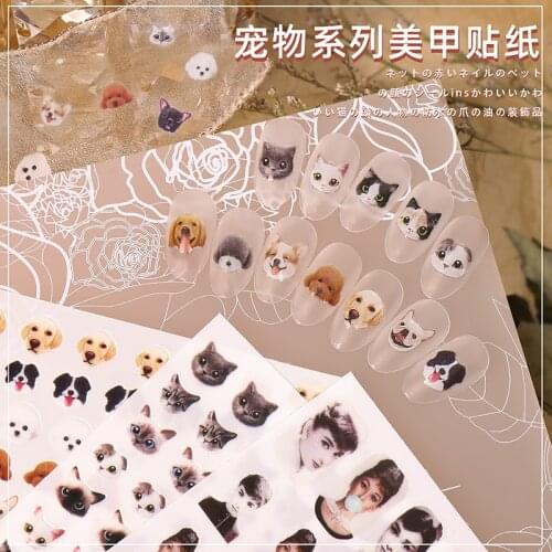 New Cute Design Gel Polish Nail Adhesive Stickers Water Decal Audrey Hepburn Pets Animal Cat Dog Nail Art Manicure Decorations