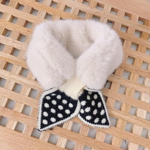 New Winter Sweet Plush Polka Dot Children Scarf Korean Girl Knit Scarf (3342) Black