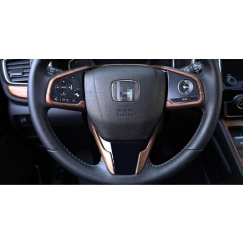 One Set Wood Chrome For Honda CRV 2017 Car Interior Steering Wheel Cover Trims Car Styling Accessories