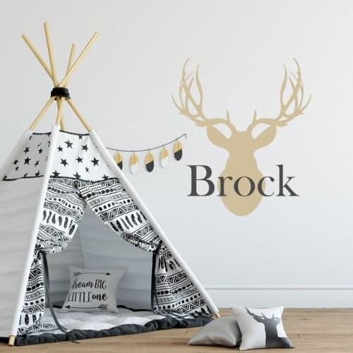 Personalized Boys Name Wall Decal Deer Head Nursery Decor Hunting Theme Nursery Decor Woodland Boy Decor Hunting Wall Decal Z490