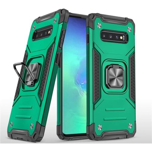 Rugged Armor Shockproof Protective Case For Samsung Galaxy S8 S9 S10 Plus S10E Ring Stand Bumper Silicone + PC Phone Back Cover