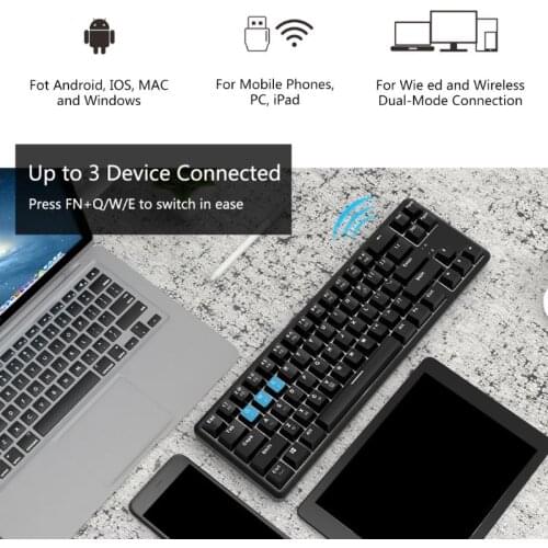 Wired Bluetooth 68 Keys with Anti-ghosting Design Mechanical Keyboard for Ajazz DXAB