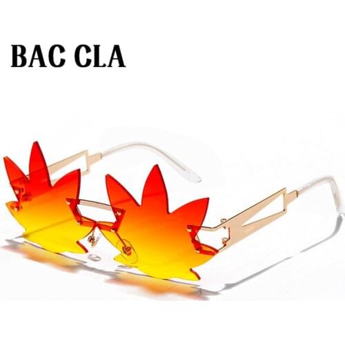 Retro Maple Leaf Sunglasses Ladies Men Rimless Sunglasses High-end Rectangle Fashion Sunglasses Transparent Streetwear Shadow