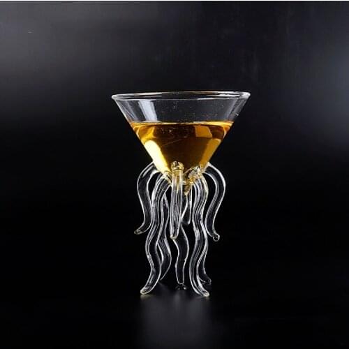 Glass Goblet European Creativity Transparent Octopus 150ML Cocktail Mug Wine Cup Hotel Bar Home Kitchen Decoration Whiskey Glass
