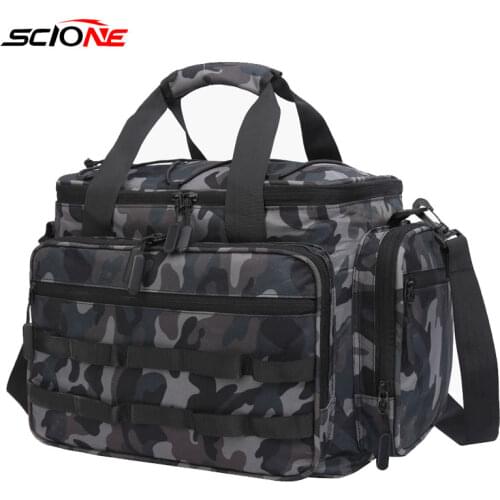 Waterproof Fishing Bag Large Capacity Multifunctional Lure Cap Fishing Pack Outdoor Shoulder Bags With 6 Tackle Trays X390G