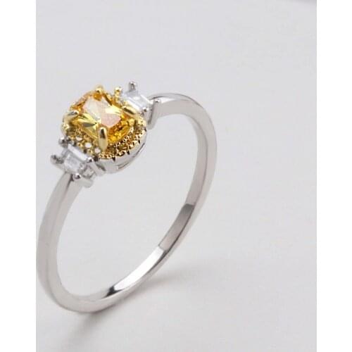 WYJZY Simple ring for women inlaid with high quality yellow zircon ladies classic wearing jewelry