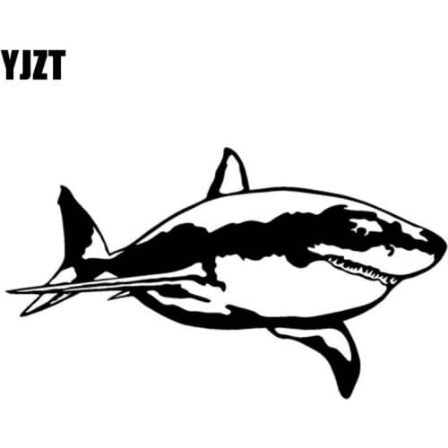 YJZT 17cm*9.7cm Cartoon Fun GREAT WHITE SHARK Vinyl Car Sticker Decals Black Silver Accessories C11-0117