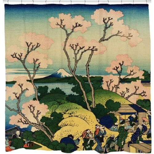 Cherry Blossom Shower Curtain, Japanese Bathroom Decor, Traditional Art