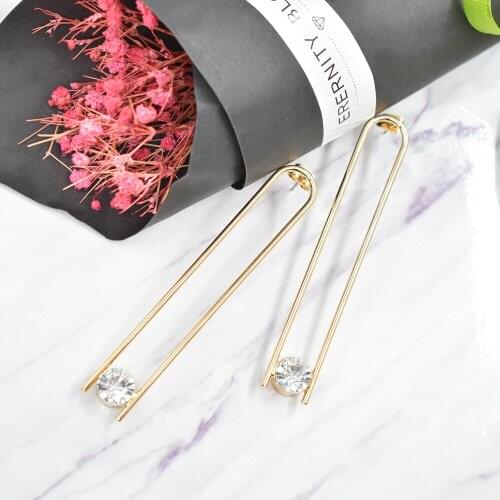 New Fashion Brincos Bijoux Crystal Rhinestone Hollow Geometry Hanging Earrings Ladies Fashion Jewelry