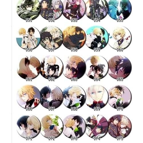 1pc 58MM Anime Seraph Of The End Owari No Anime Mitsuba Shinoa Yuichiro Hyakuya Shiho Kimizuki Badges Brosche Brooch Pins