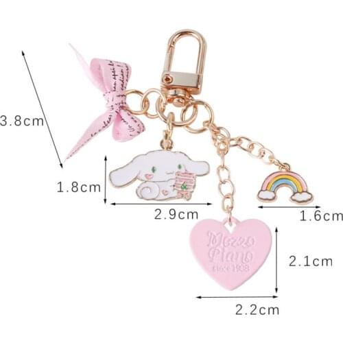 1PCS Bag Decor Cute Girls' Keychains Car Keys Key Chains Charms Pink Rosette Rainbow Pendant