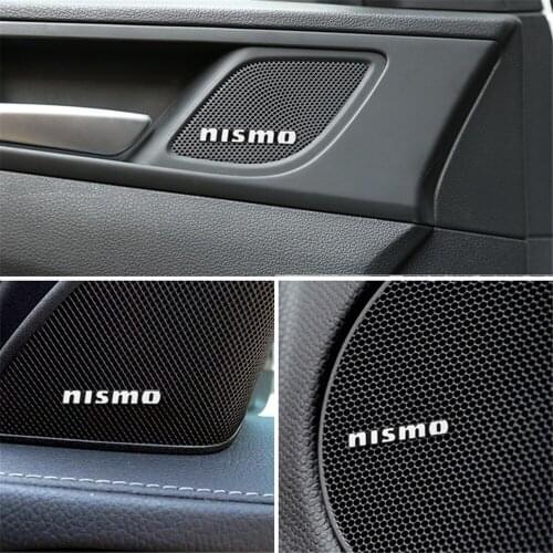 10pcs 3D aluminum speaker stereo speaker badge emblem Sticker for Nissan Nismo X-trail Almera Qashqai Tiida Accessories