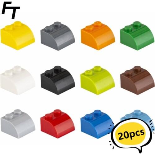 20pcs Small Particle Arc Brick Slope Brick 2x2 DIY Building Blocks Compatible with Creative Gift MOC Blocks Castle Toys