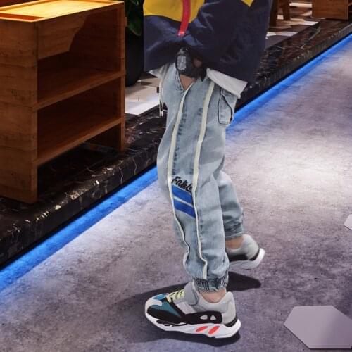 2020 Autumn Children Clothes Baby Boys Jeans Side Stripe Denim Pants Trend Kids 4 5 6 7 8 9 10 11 12 13 Years Boys Jeans Fashion