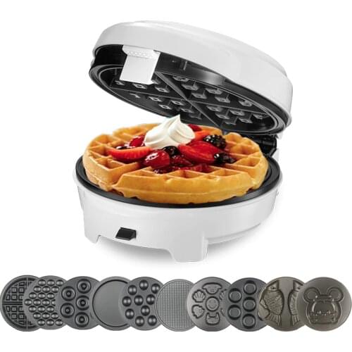 220V Multifunctional Electric Waffle Machine Household Cake Donut Fish Waffle Machine 4 Color Available 10 Plates Available