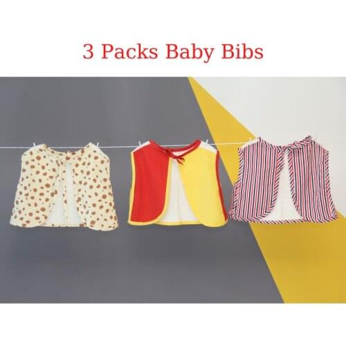 3 pcs Baby Bibs Cotton Short Sleeve Girls Boys Baby Shower Gift Children Accessories Eco Friendly Washable Baby Feeding Apron