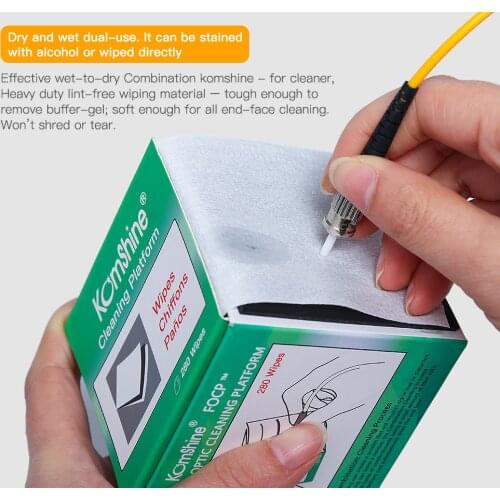 5PCS Komshine Fiber Optic Cleaning wipes FOCP suit for FC/SC/ST 2.5mm 1.25mm LC Bare fiber Universal Connector