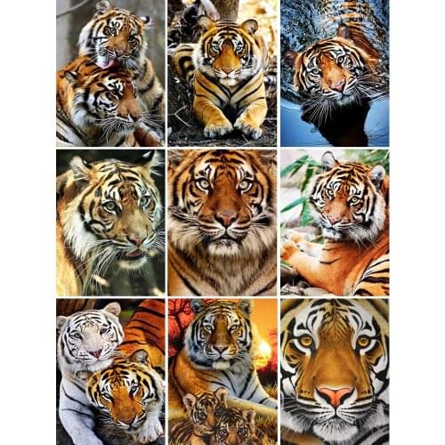 5D DIY Diamond Painting Animals Tiger Cross Stitch Kit Full Drill Embroidery Sale Mosaic Art Picture of Rhinestones Decor Gift