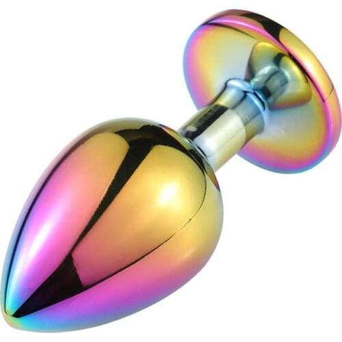 Outdoor Wild Car passion Colorful Stainless Steel Anal Plug Adult Toy Metal Massage Small Large Size Anal Massager With Diamond
