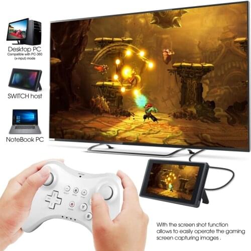 Wii U Controller Wireless Rechargeable Bluetooth Dual Analog Controller Gamepad for Wii U Pro Controller with USB Charging Cable