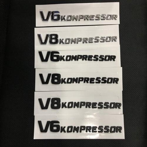 2 Pcs Glossy Black V6 V8 COMPRESSOR Emblem Badge Emblem for Mercedes Car Accessories