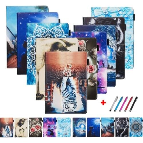 Tablet Case For Huawei Mediapad M3 Lite 10 10.1 BAH-W09 BAH-AL00 Tiger Cat PU Leather Case For Media Pad M3 Lite 10 + Stylus