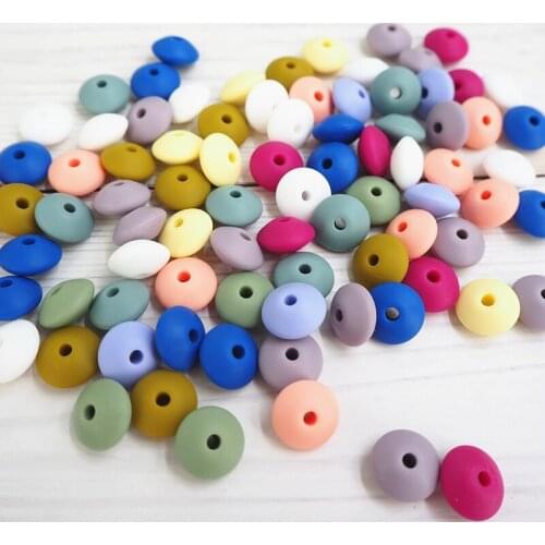 Chenkai 100pcs 12x7mm BPA Free Silicone Lentil Beads DIY Baby Abacus Teether Pendant Pacifier Jewelry Making Parts Cool Series
