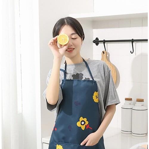 Polyester Apron Household Aprons Side Wiper Lager Pocket Strong Construction More Thicken Kitchen Apron Oil-Proof Baking Apron