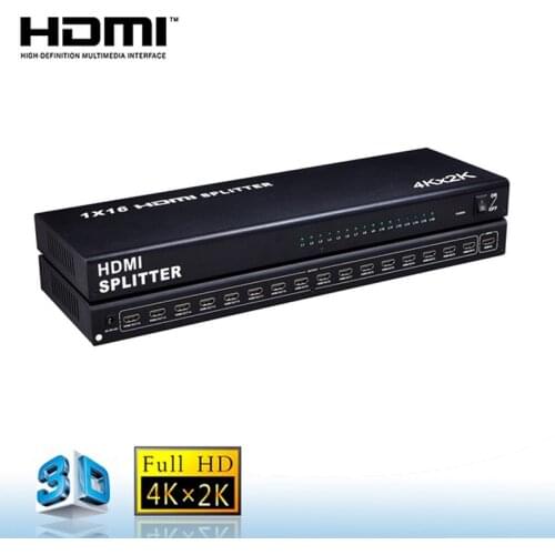HDMI 1X16 16 way hdmi splitter 1x16 HDMI 1.4 Splitter Adatper Split 4K 30Hz HDCP 2.2 3D HDR 1080P 1 HDMI In 16 Output