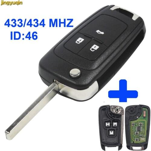 Jingyuqin Remote Control Car Key Shell 433/434 MHZ ID46 for Chevrolet Cruze 3 Button Uncut HU100 Blade Folding Flip Key Case Fob