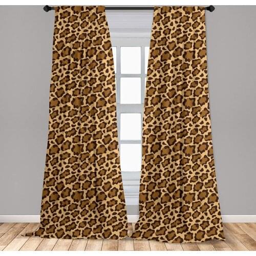 Brown Caramel Leopard Print Curtains Rhythmic Altered Version of Panther Specie Big Cat Window Treatments for Living Room