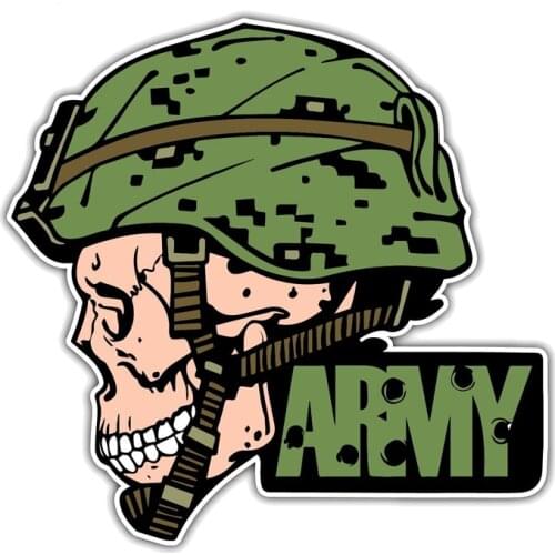 US Army Soldier Skeleton Skull Gun Car Sticker PVC Creative Decal,16cm*15cm