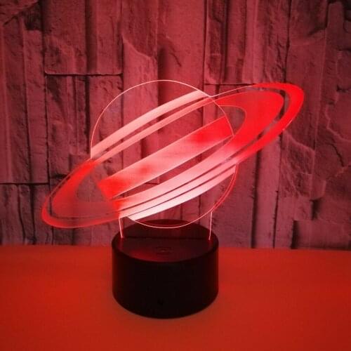 Cool 3D Planet Saturn Night Light 7 Color Change LED Bedside Lamp Decor Gift