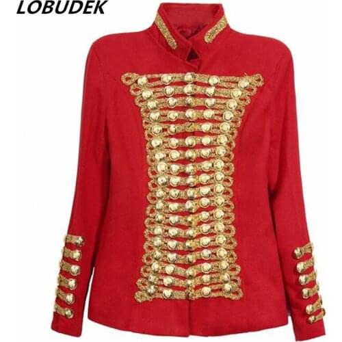 Female Black Red jacket obsession Tassel Chains coat epaulets slim locomotive JAZZ DJ DS costumes singer dancer Nightclub show