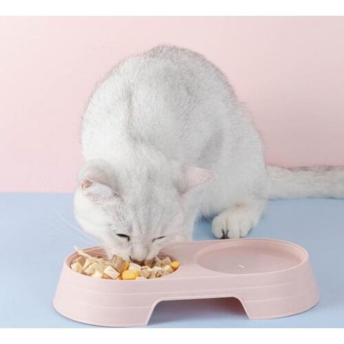 Pet Bowl Dishes Solid Color Double Bowl PP Material Cat Food Dispenser Cat Bowls Indoor Миски и поилки