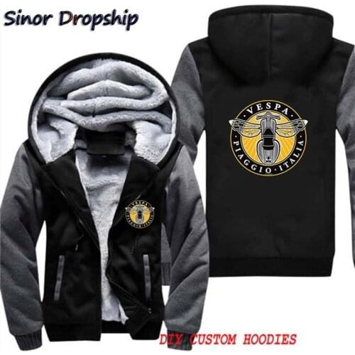 Mens Vespa Motorbike Cartoon Bee Biker Vespa Piaggio Italia Warm Fleece Thick Hoodies Sweatshirt Coat Jacket Oversized Clothes