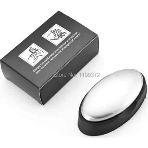 50pcs Big Size Soap Stainless Steel Kitchen Bar Odor Remover Garlic Deodorize Eliminating Odor Remover with Holder Tool Tools