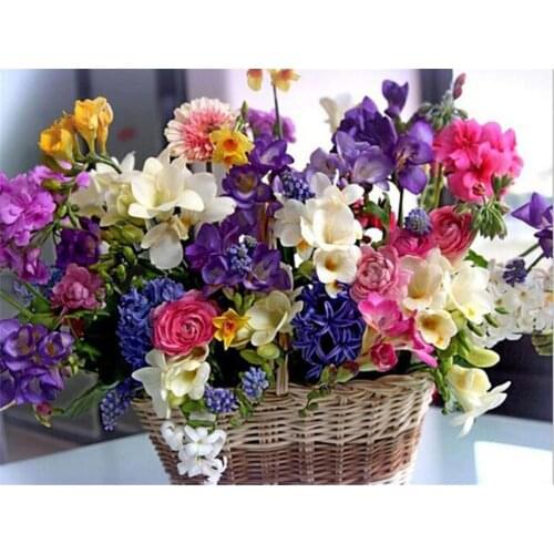 Flowers DIY Cross Stitch 11CT Embroidery Kits Craft Needlework Set Printed Canvas Cotton Thread Home Decoration Wholesale