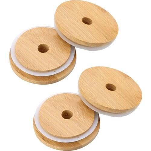 New 4 Pcs Mason Jar Lids,Reusable Bamboo Lids,Wide Mouth Mason Jar Tumbler Lids, Mason Jar Cover