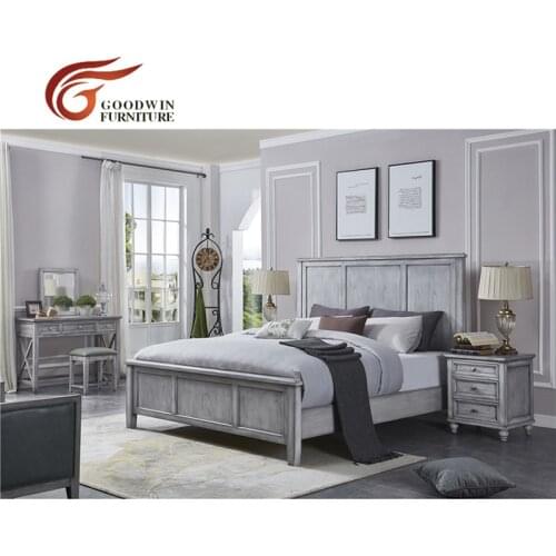 New design wooden grey color cheap double bed Новый дизайн деревянный серый цвет дешевая двуспальная кровать WA404