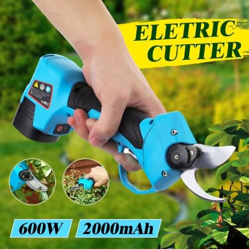 600W 2 Rechargeable Battery Electric Pruning Scissors Cordless Pruning Shears Garden Pruner Secateur Branch Cutter Cutting Tool