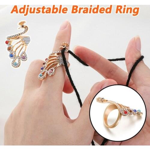 Peacock Shape Knitting Loop Crochet Ring Sewing Yarn Guides Adjustable Knitting Tools Durable Knitted Ring Type Supplies
