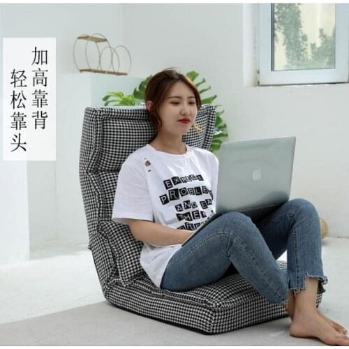 Lazy sofa tatami backrest balcony bay window bed single foldable houndstooth sofa computer seat