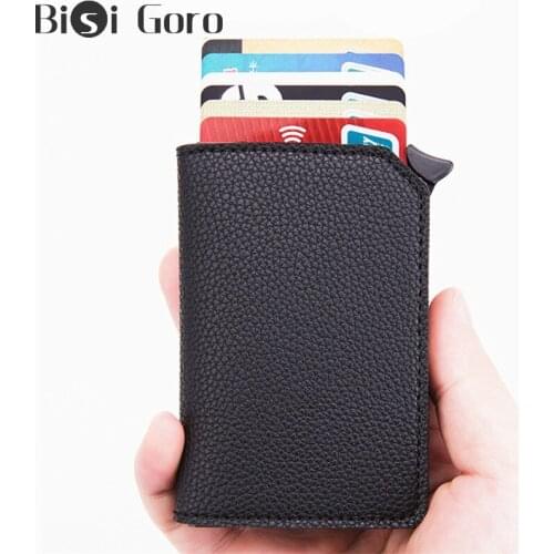 BISI GORO 2020 Latest Anti-theft Smart Wallet Carbon Slim Credit Card Holder RFID Pop-up Clutch Multi Card Case For Dropshipping