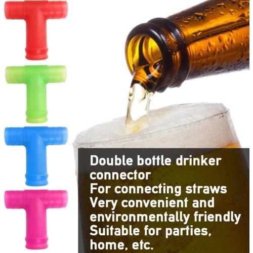 Double Bottle Drinker Connector Drinking Water Connection Drinking Bar Pipe Drinker Tool Accessories Connect Connector P1N9