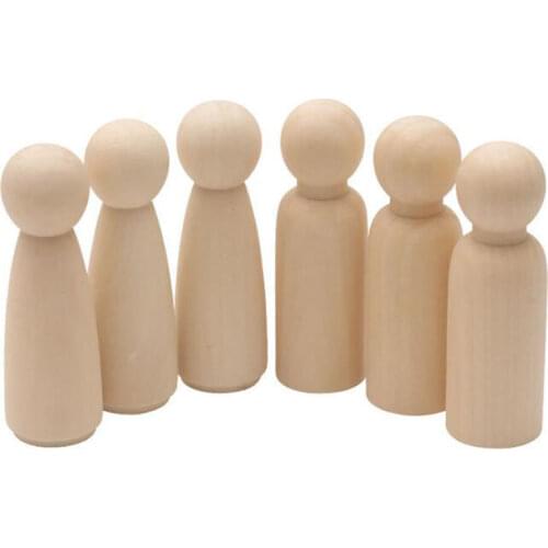 10pcs 90mm Solid Hard Wood People DIY Unfinished Wooden Peg Dolls Wooden Tiny Doll Bodies Figures Painting Doodle Crafts