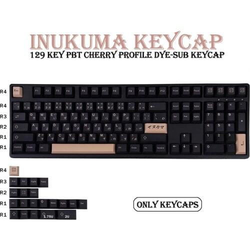 129 Key PBT Keycap Cherry Profile DYE-SUB Inukuma Japanese Personalized Keycaps For Cherry MX Switch Mechanical Keyboard