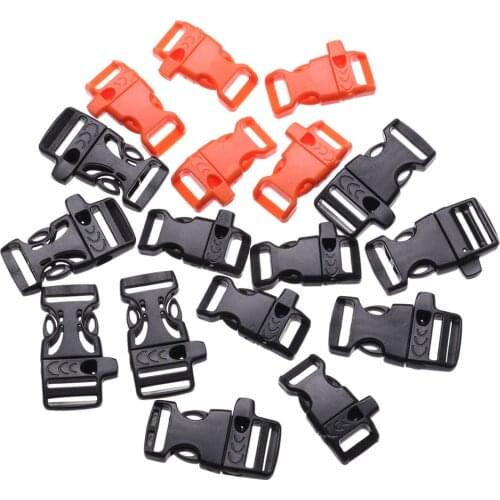 2Pcs Plastic Side Curved Release Buckle Curved Survival Whistle Buckle 550 Paracord Bracelet Strap Bag Parts Emergency Accessory